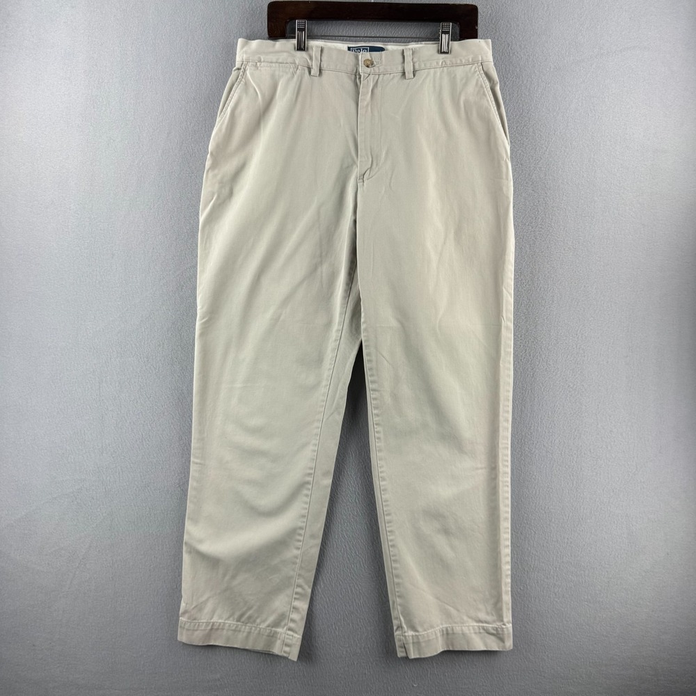 Vintage Polo Ralph Lauren Pants Mens 34x30 Khaki Beige Cotton Chino Trouser